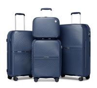 British Traveller Set de 4 Valises, Rigide Valise de Voyage à 4 roulettes et Serrure TSA+Portable Vanity Case, 14/20/24/28 Pouces (Marine)