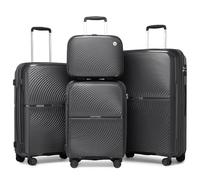 British Traveller Set de 4 Valises, Rigide Valise de Voyage à 4 roulettes et Serrure TSA+Portable Vanity Case, 14/20/24/28 Pouces (Noir)