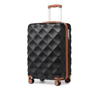British Traveller Valise Cabine 54cm 34L Bagage Rigide TSA Noir/Brun | Bagage Soute Avion 20kg, ABS+PC Légère et Résistante, Roues 360° Silencieuses, Poignée Confortable, Voyages Pro et Loisirs