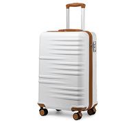 British Traveller Valise Cabine Bagages Cabine, Valise Rigide Trolley Ultra Légère en ABS+PC, Valise de Voyage avec roulettes 4x360 degrés et Serrure TSA, 54x36.5x21.5 cm (Blanc)