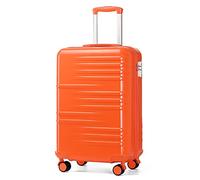 Valise Cabine Bagages Cabine 54cm Valise Rigide Trolley Ultra Légère en ABS+PC Valise de Voyage avec Roulettes et Serrure TSA Orange Orange