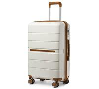 British Traveller Valise de Voyage 56x37x22cm Bagage à main Cabine à roulettes Valise Rigide Enregistrement en Polypropylène, Crème