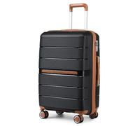 British Traveller Valise de Voyage 56x37x22cm Bagage à main Cabine à roulettes Valise Rigide Enregistrement en Polypropylène, Noir