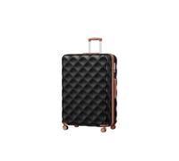 British Traveller Valise Extra Grande Taille 86cm 149L Léger Durable ABS et PC, Valise Rigide Soute Avion, Étanche Antitache, Serrure TSA, Roues 360°, Noir/Brun