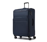 British Traveller Valise Grande Taille 79.5×49×32.5cm 100L, Valise Soute Souple Extensible Léger Étanche, Grande Valise 4 Roues 360°, Serrure TSA, Anneau de Cadenas, Marine