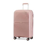 British Traveller Valise Grande Taille 97 Liters, Rigide Valise de Voyage à 4 roulettes et Serrure TSA, 76x49.7x30 cm (Rose)