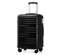 British Traveller Valise Grande Taille Valises Soute, Valise Rigide Trolley Ultra Légère en ABS+PC, Valise de Voyage avec roulettes 4x360 degrés et Serrure TSA, 74.5x49x30.5 cm (Noir)
