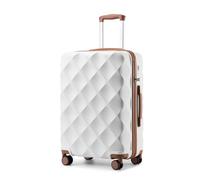 British Traveller Valise Moyenne Soute 64cm 57L Rigide TSA,Blanc