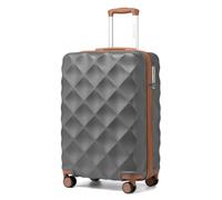 British Traveller Valise Moyenne Soute 64cm 57L Rigide TSA Gris/Brun | Bagage Soute Avion 23kg, ABS et PC Léger et Résistant, Roues Silencieuses 360°, Poignée Confortable, Voyages Pro & Loisirs
