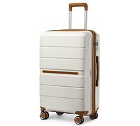 British Traveller Valise Moyenne Taille Valises Soute 69 Liters, Rigide Trolley en Polypropylène à 4 roulettes et Serrure TSA, 66x43.3x28.5 cm (Crème)