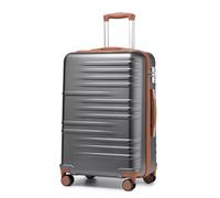 British Traveller Valise Moyenne Taille Valises Soute, Valise Rigide Trolley Ultra Légère en ABS+PC, Valise de Voyage avec roulettes 4x360 degrés et Serrure TSA, 64x43x26.5 cm (Gris)