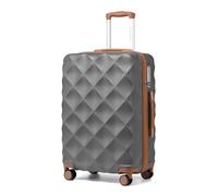 British Traveller Valise Soute Moyenne 64x43x26,5 cm,Valise Rigide Ultra-Légère, 57L, 4 Roues Silencieuses 360°, Serrure TSA - Valise de Voyage Idéale(Gris/Brun)