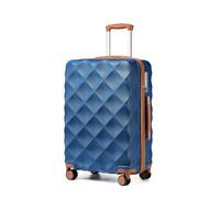 British Traveller Valise Soute Moyenne 64x43x26,5 cm,Valise Rigide Ultra-Légère, 57L, 4 Roues Silencieuses 360°, Serrure TSA - Valise de Voyage Idéale(Marine/Brun)