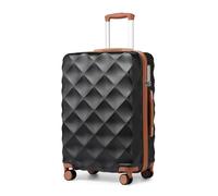 British Traveller Valise Soute Moyenne 64x43x26,5 cm,Valise Rigide Ultra-Légère, 57L, 4 Roues Silencieuses 360°, Serrure TSA - Valise de Voyage Idéale(Noir/Brun)