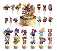 BRITIVIVE Lot de 25 décorations de gâteau de dessin animé Happy Birthday pour enfants et fêtes d'anniversaire, pour les anniversaires de garçons et de filles