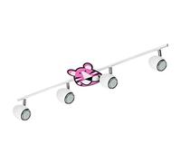 britop Lighting Plafonnier modèle LENNY Rail plafonnier 4 spots, avec 4 x GU10, 4,5 W, LED chat visages, verre, rose 2208402
