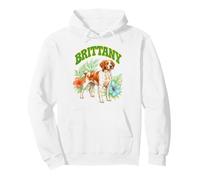 Brittany Groovy Aquarelle Florale Boho Bretagne pour Amoureux des Chiens Sweat à Capuche