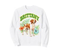 Brittany Groovy Aquarelle Florale Boho Bretagne pour Amoureux des Chiens Sweatshirt