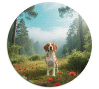 Brittany, Puzzle 1000 Pièces en Format Rond Intégrantchien de Compagnie, De Complexité Moyenne, Parfait pour Toute La Famille Le Week-End 1000pcs (67.5x67.5cm)