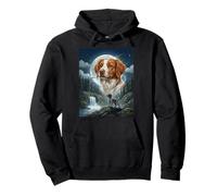 Brittany Spaniel Howling to The Moon Meme Funny Dog Lover Sweat à Capuche