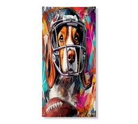 Brittanys Couverture de porte extérieure de 91,4 x 183 cm, motif chiot de football américain, chiot de rugby - Décoration de porte d'entrée et de sortie - Décoration d'intérieur amusante pour porche