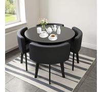 BritToyze Ensemble de 4 tables et chaises de salle à manger - 80 x 80 x 75 cm - Bureau rond en marbre - Ergonomique pour la maison, le café, un usage commercial - Bureau de négociation de conférence