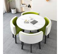 BritToyze Ensemble de 4 tables et chaises rondes pour économiser de l'espace - Résistant aux rayures - Grande table basse ronde en marbre (vert et blanc)