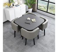 BritToyze Ensemble de 5 grandes tables de salle à manger rondes modernes et chaises en marbre - 4 places - Économie d'espace - Pour bureau et salon - #34,80 x 75 cm (l x H)