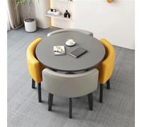 BritToyze Ensemble de 5 grandes tables de salle à manger rondes modernes et chaises en marbre - 4 places - Économie d'espace - Pour bureau et salon - #19,70 x 75 cm (l x H)