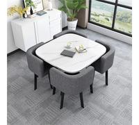 BritToyze Ensemble de 5 grandes tables de salle à manger rondes modernes et chaises en marbre - 4 places - Économie d'espace - Pour bureau et salon - #29,75 x 75 cm (l x H)