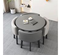 BritToyze Ensemble de 5 grandes tables de salle à manger rondes modernes et chaises en marbre - 4 places - Économie d'espace - Pour bureau et salon - #20,80 x 75 cm (l x H)