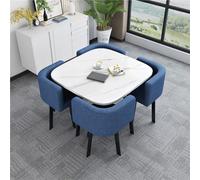 BritToyze Ensemble de 5 grandes tables de salle à manger rondes modernes et chaises en marbre - 4 places - Économie d'espace - Pour bureau et salon - #31,85 x 75 cm (l x H)