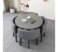 BritToyze Ensemble de 5 grandes tables de salle à manger rondes modernes et chaises en marbre - 4 places - Économie d'espace - Pour bureau et salon - #22,80 x 75 cm (l x H)