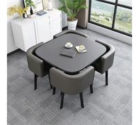 BritToyze Ensemble de 5 grandes tables de salle à manger rondes modernes et chaises en marbre - 4 places - Économie d'espace - Pour bureau et salon - #33,70 x 75 cm (l x H)