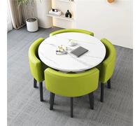 BritToyze Ensemble de 5 grandes tables de salle à manger rondes modernes et chaises en marbre - 4 places - Économie d'espace - Pour bureau et salon - #14,70 x 75 cm (l x H)