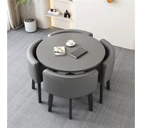 BritToyze Ensemble de 5 grandes tables de salle à manger rondes modernes et chaises en marbre - 4 places - Économie d'espace - Pour le bureau et le salon - #23,75 x 75 cm (l x H)