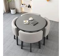 BritToyze Ensemble de table de salle à manger moderne et 4 sièges en cuir PU, table et chaises de cuisine compactes, effet marbre, ensemble de 4 tables et chaises rondes (#24,90 x 75 cm)