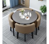 BritToyze Ensemble table et chaises de salle à manger - 80 x 80 x 75 cm - Bureau rond en marbre - Ergonomique pour la maison, le café, un usage commercial, économie d'espace - Bureau de négociation de