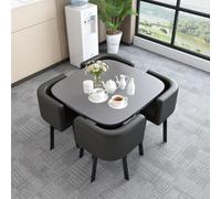 BritToyze Ensemble table et chaises de salle à manger - 80 x 80 x 75 cm - Bureau rond en marbre - Ergonomique pour la maison, le café, un usage commercial, économie d'espace - Bureau de négociation de