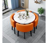 BritToyze Ensemble table et chaises de salle à manger - 80 x 80 x 75 cm - Bureau rond en marbre - Ergonomique pour la maison, le café, un usage commercial, économie d'espace - Bureau de négociation de