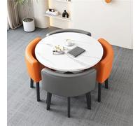 BritToyze Ensemble table ronde effet marbre pour cuisine, facile à nettoyer, table et chaises de cuisine compactes avec 4 chaises à dossier en U, confortables pour les petites réunions et salles de