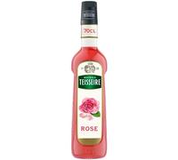 Sirop de Rose Mathieu Teisseire, pour boissons, vins, cocktails avec ou sans alcool, boissons gazeuses, limonades, cafés, chocolats chauds, milk-shakes, bouteille de 70cl