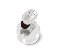 Britzgo Amplificateur de Son -1607， avec Réduction Intelligente du Bruit, Étui de Charge Mobile, Design Ergonomique en L, Autonomie de 48 Heures, Charge USB pour Usage Quotidien (Blanc)