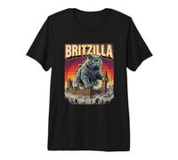 Britzilla British Shorthair Cat UK - Catzilla Monster T-Shirt Haut de Gamme