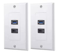 BRIUERG 2 x 2 Ports + USB 3.0 de Mur Panneau de Plaque Sortie Prise Extenseur Blanc