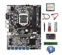 BRIUERG Carte mère B75 ETH Miner 12 USB + processeur G1620 + DDR4 4 Go de RAM + SSD 128 Go + pilote USB 64 Go + ventilateur + câble SATA + câble de commutation + graisse thermique
