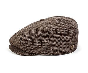 Brixton Brood Newsboy Snap Hat Casquette Newsie, Marron/Kaki à Chevrons, M Homme