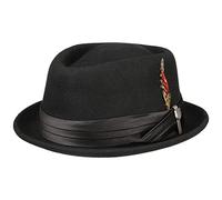 BRIXTON Stout Short Brim Pork Pie Felt Fedora Homme, Noir/Noir, L
