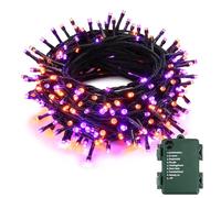 BrizLabs Guirlande Halloween Lumineuse, 10M 100 LED Guirlandes de Sapin de Noël Orange Violet Imperméable 8 Modes Pile Lumières Décoration pour Intérieur Jardin Mariage Terrasse Fête Horreur Soirée