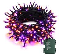 BrizLabs Guirlande Halloween Orange Pourpre, 20M 200 LED Guirlande Lumineuse Sapin de Noël à Piles Imperméable 8 Modes Lumières Intérieur Décoration pour Automne Action de Grâces Jardin Terrasse Cour